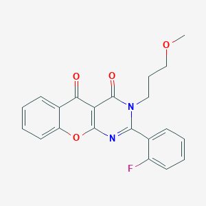 molecular formula C21H17FN2O4 B2578208 2-(2-fluorophenyl)-3-(3-methoxypropyl)-3H-chromeno[2,3-d]pyrimidine-4,5-dione CAS No. 896842-39-0
