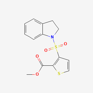 molecular formula C14H13NO4S2 B2578210 methyl 3-(2,3-dihydro-1H-indol-1-ylsulfonyl)thiophene-2-carboxylate CAS No. 930537-79-4
