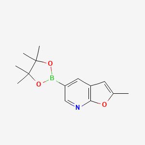 molecular formula C14H18BNO3 B2578212 2-Methyl-5-(4,4,5,5-tetramethyl-1,3,2-dioxaborolan-2-yl)furo[2,3-b]pyridine CAS No. 1251731-39-1