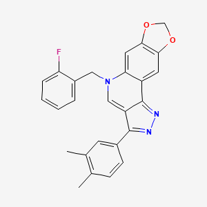 molecular formula C26H20FN3O2 B2578216 3-(3,4-dimethylphenyl)-5-(2-fluorobenzyl)-5H-[1,3]dioxolo[4,5-g]pyrazolo[4,3-c]quinoline CAS No. 902597-97-1