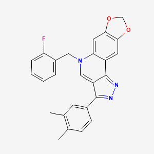 molecular formula C26H20FN3O2 B2578216 3-(3,4-二甲基苯基)-5-(2-氟苄基)-5H-[1,3]二氧杂环[4,5-g]吡唑并[4,3-c]喹啉 CAS No. 902597-97-1