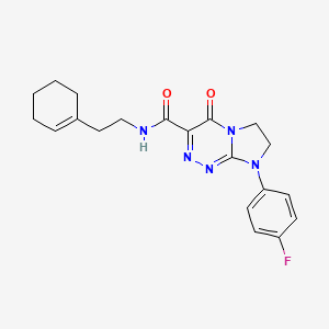 molecular formula C20H22FN5O2 B2578230 N-(2-(环己-1-烯-1-基)乙基)-8-(4-氟苯基)-4-氧代-4,6,7,8-四氢咪唑并[2,1-c][1,2,4]三嗪-3-羧酰胺 CAS No. 946361-98-4