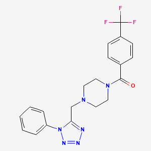 molecular formula C20H19F3N6O B2578232 (4-((1-phenyl-1H-tetrazol-5-yl)methyl)piperazin-1-yl)(4-(trifluoromethyl)phenyl)methanone CAS No. 1021253-71-3