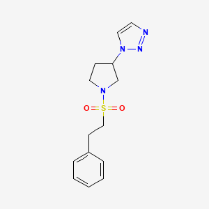 molecular formula C14H18N4O2S B2578241 1-(1-(苯乙基磺酰基)吡咯烷-3-基)-1H-1,2,3-三唑 CAS No. 1798637-80-5