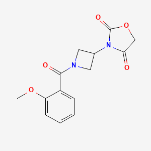 molecular formula C14H14N2O5 B2578243 3-(1-(2-甲氧基苯甲酰)氮杂环丁-3-基)噁唑烷-2,4-二酮 CAS No. 1904075-81-5