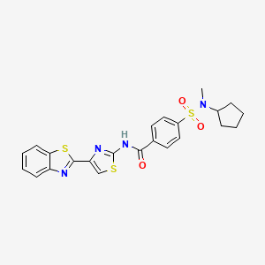 molecular formula C23H22N4O3S3 B2578251 N-(4-(苯并[d]噻唑-2-基)噻唑-2-基)-4-(N-环戊基-N-甲基磺酰氨基)苯甲酰胺 CAS No. 899982-71-9