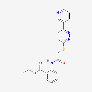 molecular formula C20H18N4O3S B2578260 2-[[2-(6-吡啶-3-基嘧啶-3-基)硫代乙酰基]氨基]苯甲酸乙酯 CAS No. 893999-28-5