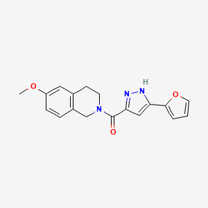 molecular formula C18H17N3O3 B2578270 (5-(furan-2-yl)-1H-pyrazol-3-yl)(6-methoxy-3,4-dihydroisoquinolin-2(1H)-yl)methanone CAS No. 1257875-35-6