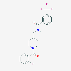 molecular formula C21H20F4N2O2 B2578273 N-((1-(2-氟苯甲酰)哌啶-4-基)甲基)-3-(三氟甲基)苯甲酰胺 CAS No. 1235659-28-5