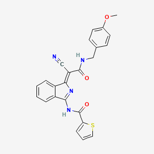 molecular formula C24H18N4O3S B2578277 (Z)-N-(1-(1-氰基-2-((4-甲氧基苄基)氨基)-2-氧代乙叉基)-1H-异吲哚-3-基)噻吩-2-甲酰胺 CAS No. 1164524-19-9