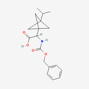 molecular formula C18H23NO4 B2578282 2-(Phenylmethoxycarbonylamino)-2-(3-propan-2-yl-1-bicyclo[1.1.1]pentanyl)acetic acid CAS No. 2287265-64-7