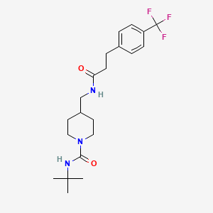 molecular formula C21H30F3N3O2 B2578284 N-(tert-butyl)-4-((3-(4-(trifluoromethyl)phenyl)propanamido)methyl)piperidine-1-carboxamide CAS No. 1797296-08-2