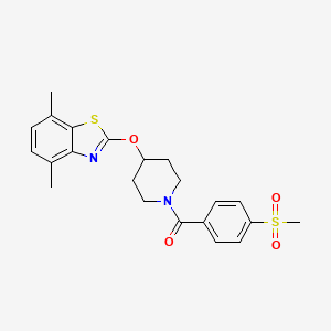molecular formula C22H24N2O4S2 B2578292 (4-((4,7-二甲基苯并[d]噻唑-2-基)氧基)哌啶-1-基)(4-(甲磺酰基)苯基)甲酮 CAS No. 1286697-01-5