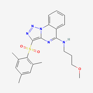 molecular formula C22H25N5O3S B2578293 N-(3-METHOXYPROPYL)-3-(2,4,6-TRIMETHYLBENZENESULFONYL)-[1,2,3]TRIAZOLO[1,5-A]QUINAZOLIN-5-AMINE CAS No. 904575-33-3