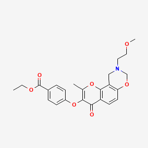 molecular formula C24H25NO7 B2578300 Ethyl 4-((9-(2-methoxyethyl)-2-methyl-4-oxo-4,8,9,10-tetrahydrochromeno[8,7-e][1,3]oxazin-3-yl)oxy)benzoate CAS No. 1010874-07-3