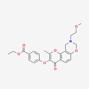 molecular formula C24H25NO7 B2578300 4-((9-(2-甲氧基乙基)-2-甲基-4-氧代-4,8,9,10-四氢苯并色满[8,7-e][1,3]恶嗪-3-基)氧基)苯甲酸乙酯 CAS No. 1010874-07-3