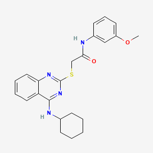 molecular formula C23H26N4O2S B2578307 2-((4-(cyclohexylamino)quinazolin-2-yl)thio)-N-(3-methoxyphenyl)acetamide CAS No. 422533-45-7