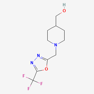molecular formula C10H14F3N3O2 B2578309 [1-[[5-(Trifluoromethyl)-1,3,4-oxadiazol-2-yl]methyl]piperidin-4-yl]methanol CAS No. 2326130-94-1