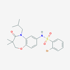 molecular formula C21H25BrN2O4S B2578310 2-bromo-N-(5-isobutyl-3,3-dimethyl-4-oxo-2,3,4,5-tetrahydrobenzo[b][1,4]oxazepin-7-yl)benzenesulfonamide CAS No. 921915-19-7