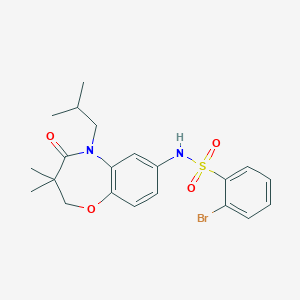 molecular formula C21H25BrN2O4S B2578310 2-bromo-N-(5-isobutyl-3,3-dimethyl-4-oxo-2,3,4,5-tetrahydrobenzo[b][1,4]oxazepin-7-yl)benzenesulfonamida CAS No. 921915-19-7