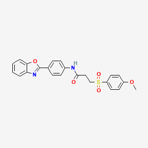 molecular formula C23H20N2O5S B2578314 N-(4-(benzo[d]oxazol-2-yl)phenyl)-3-((4-methoxyphenyl)sulfonyl)propanamide CAS No. 941952-24-5