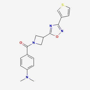 molecular formula C18H18N4O2S B2578316 (4-(Dimethylamino)phenyl)(3-(3-(thiophen-3-yl)-1,2,4-oxadiazol-5-yl)azetidin-1-yl)methanone CAS No. 1396888-43-9
