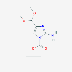 molecular formula C11H19N3O4 B2578317 Tert-butyl 2-amino-4-(dimethoxymethyl)-1H-imidazole-1-carboxylate CAS No. 917919-48-3