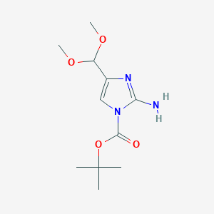 molecular formula C11H19N3O4 B2578317 叔丁基2-氨基-4-(二甲氧基甲基)-1H-咪唑-1-羧酸酯 CAS No. 917919-48-3