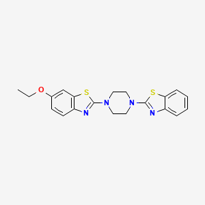 molecular formula C20H20N4OS2 B2578318 2-[4-(1,3-苯并噻唑-2-基)哌嗪-1-基]-6-乙氧基-1,3-苯并噻唑 CAS No. 863000-99-1