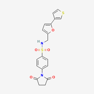 molecular formula C19H16N2O5S2 B2578321 4-(2,5-二氧代吡咯烷-1-基)-N-((5-(噻吩-3-基)呋喃-2-基)甲基)苯磺酰胺 CAS No. 2034440-57-6