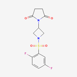 molecular formula C13H12F2N2O4S B2578322 1-(1-((2,5-Difluorophenyl)sulfonyl)azetidin-3-yl)pyrrolidine-2,5-dione CAS No. 1795303-82-0