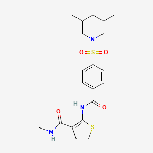 molecular formula C20H25N3O4S2 B2578329 2-(4-((3,5-dimethylpiperidin-1-yl)sulfonyl)benzamido)-N-methylthiophene-3-carboxamide CAS No. 888413-36-3