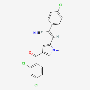molecular formula C21H13Cl3N2O B2578330 2-(4-chlorophenyl)-3-[4-(2,4-dichlorobenzoyl)-1-methyl-1H-pyrrol-2-yl]acrylonitrile CAS No. 338786-73-5