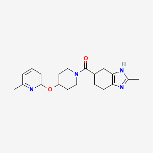 molecular formula C20H26N4O2 B2578335 (2-methyl-4,5,6,7-tetrahydro-1H-benzo[d]imidazol-5-yl)(4-((6-methylpyridin-2-yl)oxy)piperidin-1-yl)methanone CAS No. 2034576-81-1
