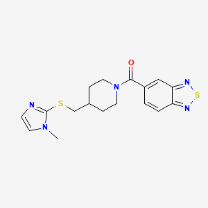 molecular formula C17H19N5OS2 B2578353 benzo[c][1,2,5]thiadiazol-5-yl(4-(((1-methyl-1H-imidazol-2-yl)thio)methyl)piperidin-1-yl)methanone CAS No. 1428358-25-1