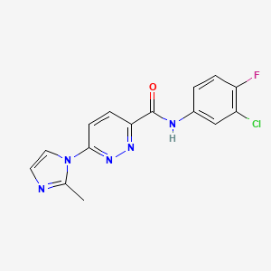 molecular formula C15H11ClFN5O B2578354 N-(3-氯-4-氟苯基)-6-(2-甲基-1H-咪唑-1-基)吡啶-3-甲酰胺 CAS No. 1396852-88-2