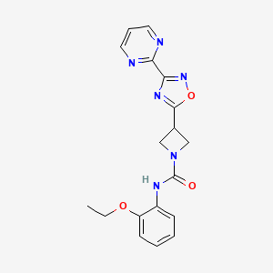 molecular formula C18H18N6O3 B2578363 N-(2-ethoxyphenyl)-3-(3-(pyrimidin-2-yl)-1,2,4-oxadiazol-5-yl)azetidine-1-carboxamide CAS No. 1331270-64-4