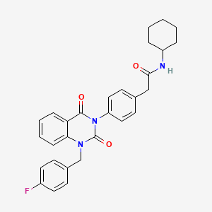molecular formula C29H28FN3O3 B2578364 N-cyclohexyl-2-(4-(1-(4-fluorobenzyl)-2,4-dioxo-1,2-dihydroquinazolin-3(4H)-yl)phenyl)acetamide CAS No. 1223833-14-4
