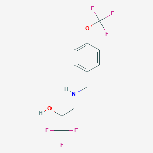 molecular formula C11H11F6NO2 B2578368 1,1,1-Trifluoro-3-{[4-(trifluoromethoxy)benzyl]amino}-2-propanol CAS No. 477864-28-1