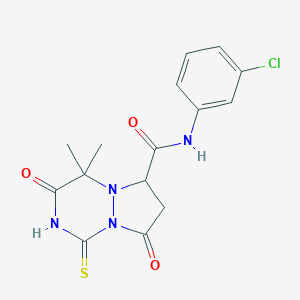 molecular formula C15H15ClN4O3S B257837 N-(3-chlorophenyl)-4,4-dimethyl-3,8-dioxo-1-sulfanyl-3,4,7,8-tetrahydro-6H-pyrazolo[1,2-a][1,2,4]triazine-6-carboxamide 