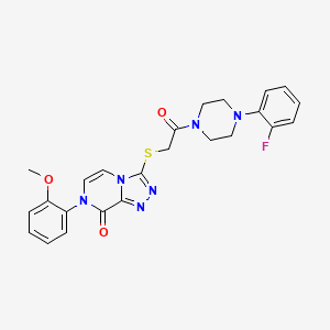 molecular formula C24H23FN6O3S B2578374 3-({2-[4-(2-氟苯基)哌嗪-1-基]-2-氧代乙基}硫代)-7-(2-甲氧苯基)[1,2,4]三唑并[4,3-a]嘧啶-8(7H)-酮 CAS No. 1224003-81-9