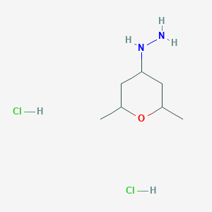 molecular formula C7H18Cl2N2O B2578376 (2,6-Dimethyloxan-4-yl)hydrazine dihydrochloride CAS No. 2126160-11-8