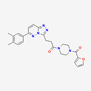 molecular formula C25H26N6O3 B2578380 3-(6-(3,4-Dimethylphenyl)-[1,2,4]triazolo[4,3-b]pyridazin-3-yl)-1-(4-(furan-2-carbonyl)piperazin-1-yl)propan-1-one CAS No. 1189659-91-3