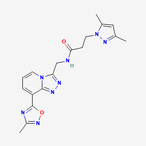 3-(3,5-dimethyl-1H-pyrazol-1-yl)-N-((8-(3-methyl-1,2,4-oxadiazol-5-yl)-[1,2,4]triazolo[4,3-a]pyridin-3-yl)methyl)propanamide