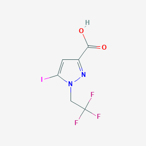 molecular formula C6H4F3IN2O2 B2578388 5-Iodo-1-(2,2,2-trifluoroethyl)pyrazole-3-carboxylic acid CAS No. 2226182-86-9
