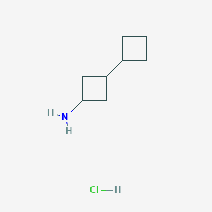 molecular formula C8H16ClN B2578389 3-Cyclobutylcyclobutan-1-amine hydrochloride CAS No. 2172543-37-0