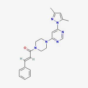 molecular formula C22H24N6O B2578392 (E)-1-(4-(6-(3,5-dimethyl-1H-pyrazol-1-yl)pyrimidin-4-yl)piperazin-1-yl)-3-phenylprop-2-en-1-one CAS No. 1173431-93-0