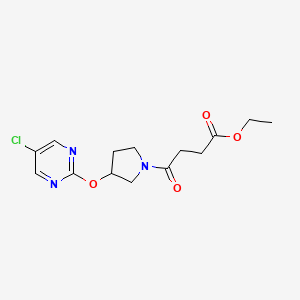 molecular formula C14H18ClN3O4 B2578393 4-oxo-4-(3-((5-cloropirimidin-2-il)oxi)pirrolidin-1-il)butanoato de etilo CAS No. 2034436-85-4