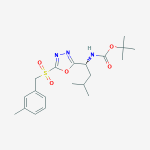 molecular formula C20H29N3O5S B257840 Tert-butyl 3-methyl-1-{5-[(3-methylbenzyl)sulfonyl]-1,3,4-oxadiazol-2-yl}butylcarbamate 