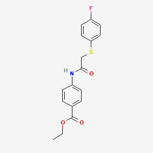 molecular formula C17H16FNO3S B2578403 Ethyl 4-(2-((4-fluorophenyl)thio)acetamido)benzoate CAS No. 700861-43-4